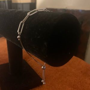 Sterling Silver 925 Paperclip Bolo Bracelet